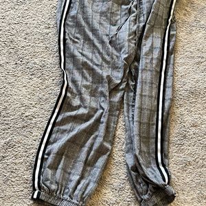 Plaid tuxedo-stripe joggers from SHEIN CURVE, size 4XL, fits like 2XL